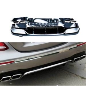 W213 E SERISI IÇIN E63 SILVER DIFUZOR & EGZOZ SETI (NORMAL SEDAN) 2017+ & SILVER EGZOZ ILE