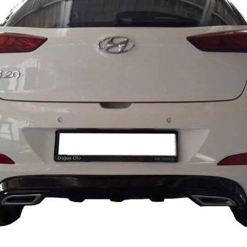 Hyundai İ20 (2014-2018) Egzoz Görünümlü Arka Tampon Eki – Difüzör (Plastik)